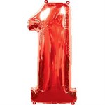 Воздушный шар 34" Цифра 1 красная