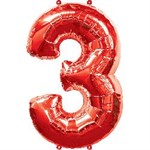 Воздушный шар 34" Цифра 3 красная