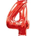 Воздушный шар 34" Цифра 4 красная