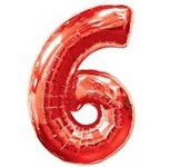 Воздушный шар 34" Цифра 6 красная
