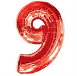 Воздушный шар 34" Цифра 9 красная