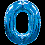 Воздушный шар 34" Цифра 0 синяя