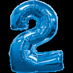 Воздушный шар 34" Цифра 2 синяя