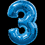 Воздушный шар 34" Цифра 3 синяя