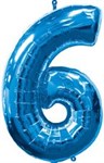 Воздушный шар 34" Цифра 6 синяя