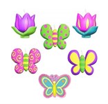 Бабочки и цветы Свечи мини для торта 6 шт.