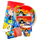 Веселые пираты Набор карнавальных аксессуаров и предметов сервировки праздничного стола 8 персон