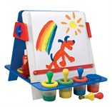 Доска мольберт настольная двусторонняя для рисования красками и мелками с аксессуарами