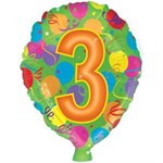 Фольгированный воздушный шар 18" Цифра 3 праздничная