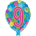 Фольгированный воздушный шар 18" Цифра 9 праздничная