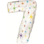 Фольгированный воздушный шар 42" Цифра 7 Звезды