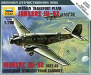 ЮНКЕРС Ju-52 1932-1945 Немецкий транспортный самолёт сборная модель самолета 1/200 Звезда 6139