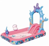 Надувной игровой центр Бассейн с горкой фонтанчиками и кольцебросом Русалочка BESTWAY 91051