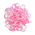 Плетение браслетов из резиночек Rainbow Loom Набор силиконовых резинок и С-клипс двухцветные Розовые-Белые Рейнбоу Лум