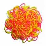 Плетение браслетов из резиночек Rainbow Loom Набор силиконовых резинок и С-клипс двухцветные Желто-Розовые Рейнбоу Лум