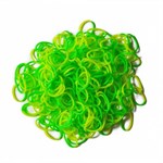 Плетение браслетов из резиночек Rainbow Loom Набор силиконовых резинок и С-клипс двухцветные Желто-Зеленые Рейнбоу Лум