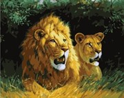 Картина с алмазными стразами на холсте Львиная семья