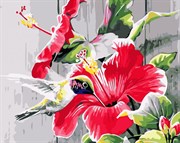 Картина с алмазными стразами на холсте Гибискуса цвет