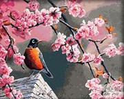 Картина с алмазными стразами на холсте Ветка сакуры