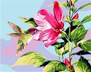Картина с алмазными стразами на холсте Колибри и гибискус