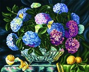 Картина с алмазными стразами на холсте Букет гортензии