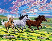 Картина с алмазными стразами на холсте Скакуны