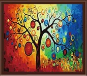 Картина с алмазными стразами на холсте Дерево счастья