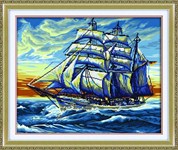 Мозаичная картина со стразами Алмазная живопись Корабль