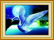 Мозаичная картина со стразами Алмазная живопись Лебедь в ночи