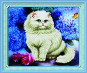 Мозаичная картина со стразами Алмазная живопись Милая кошечка