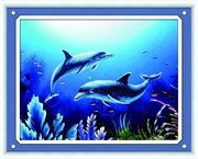 Мозаичная картина со стразами Алмазная живопись Дельфины