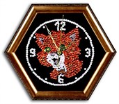 Мозаика из блесток Электронные часы Рыжий кот