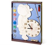 Бегемот Часы под роспись с красками и кистью Набор для детского творчества