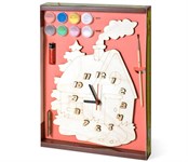 Домик Часы под роспись с красками и кистью Набор для детского творчества