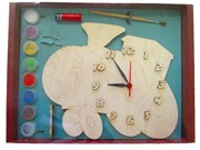 Паровозик из Ромашкино Часы под роспись с красками и кистью Набор для детского творчества