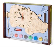 Машинка Часы под роспись с красками и кистью Набор для детского творчества