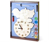 Слоник Часы под роспись с красками и кистью Набор для детского творчества