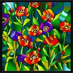 Витраж Картина красками на стекле Маки в стиле Тиффани