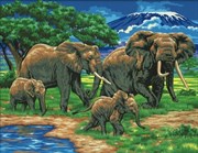 Картина раскраска по номерам Слоны KSG