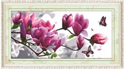 Мозаичная картина со стразами Алмазная живопись Ветка магнолии