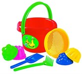 Набор для игры в песочнице №10 ведро ситечко формочки лопатка грабельки