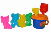 Набор для игры в песочнице №243 ведро ситечко лопата грабли формочки