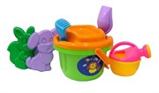 Набор для игры в песочнице №199 ведро ситечко лопатка грабельки формочки лейка