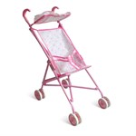 Коляска для кукол открытая с козырьком розовая