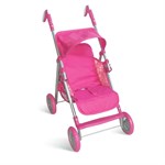 Коляска для кукол открытая с козырьком розовая Премиум