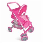 Коляска для кукол открытая с козырьком розовая Премиум