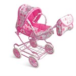 Коляска для кукол с люлькой и сумочкой розовая