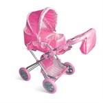 Коляска для кукол с люлькой и сумочкой розовая