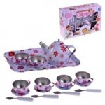 Игрушечная посуда Я сама Игровой набор Чайный сервиз олово 16 предметов расцветка