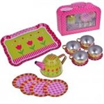 Игрушечная посуда Я сама Игровой набор Чайный сервиз в чемоданчике олово 15 предметов расцветка